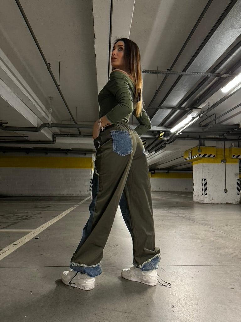 Cargo Green Jeans- JadeShop