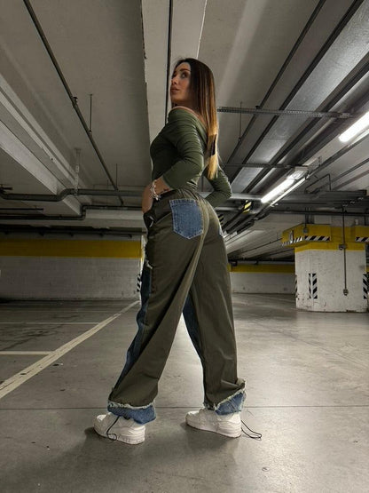Cargo Green Jeans- JadeShop