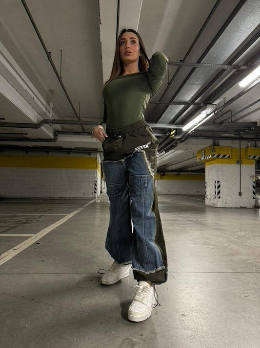 Cargo Green Jeans- JadeShop