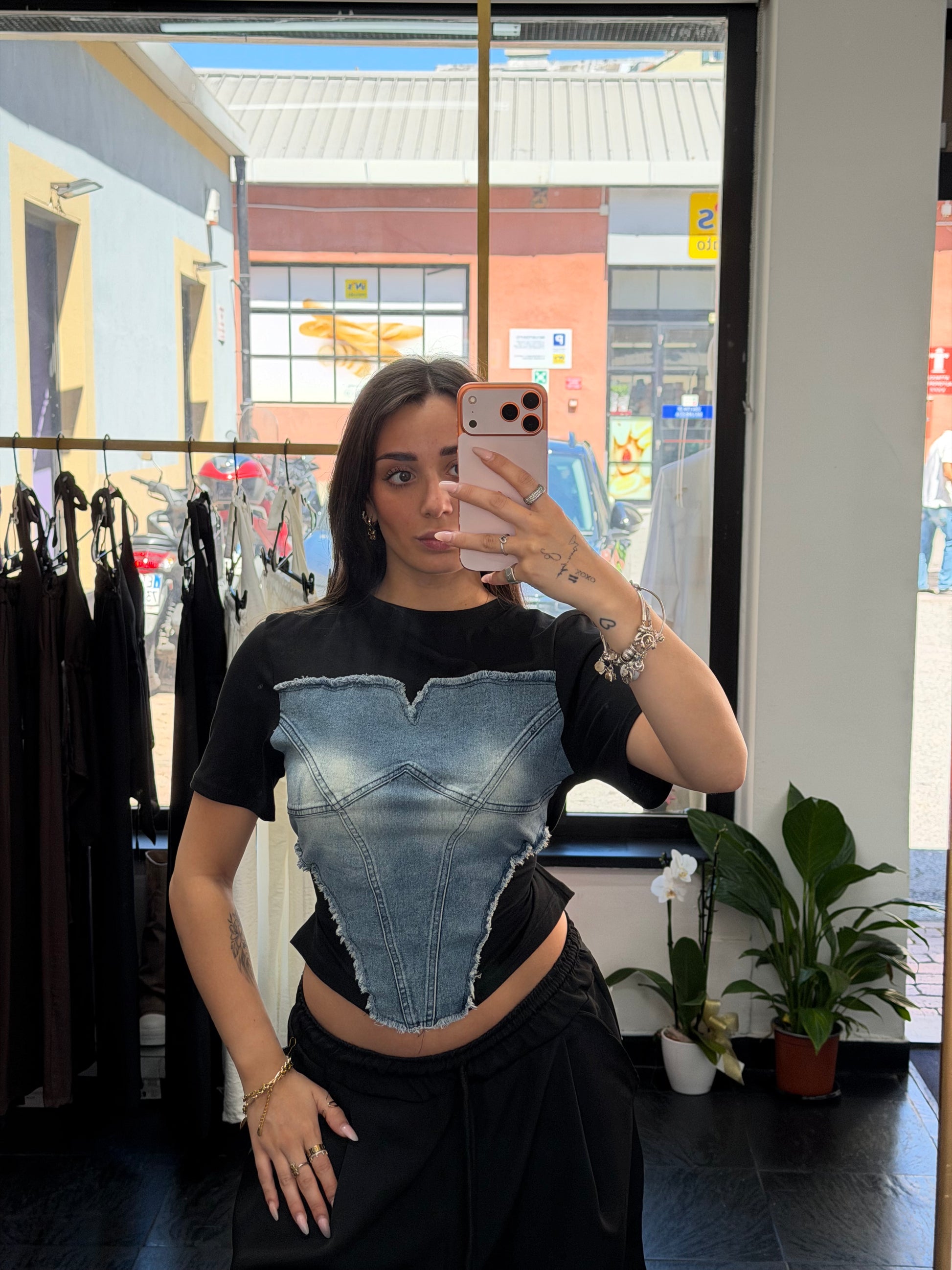 T-shirt denim- JadeShop